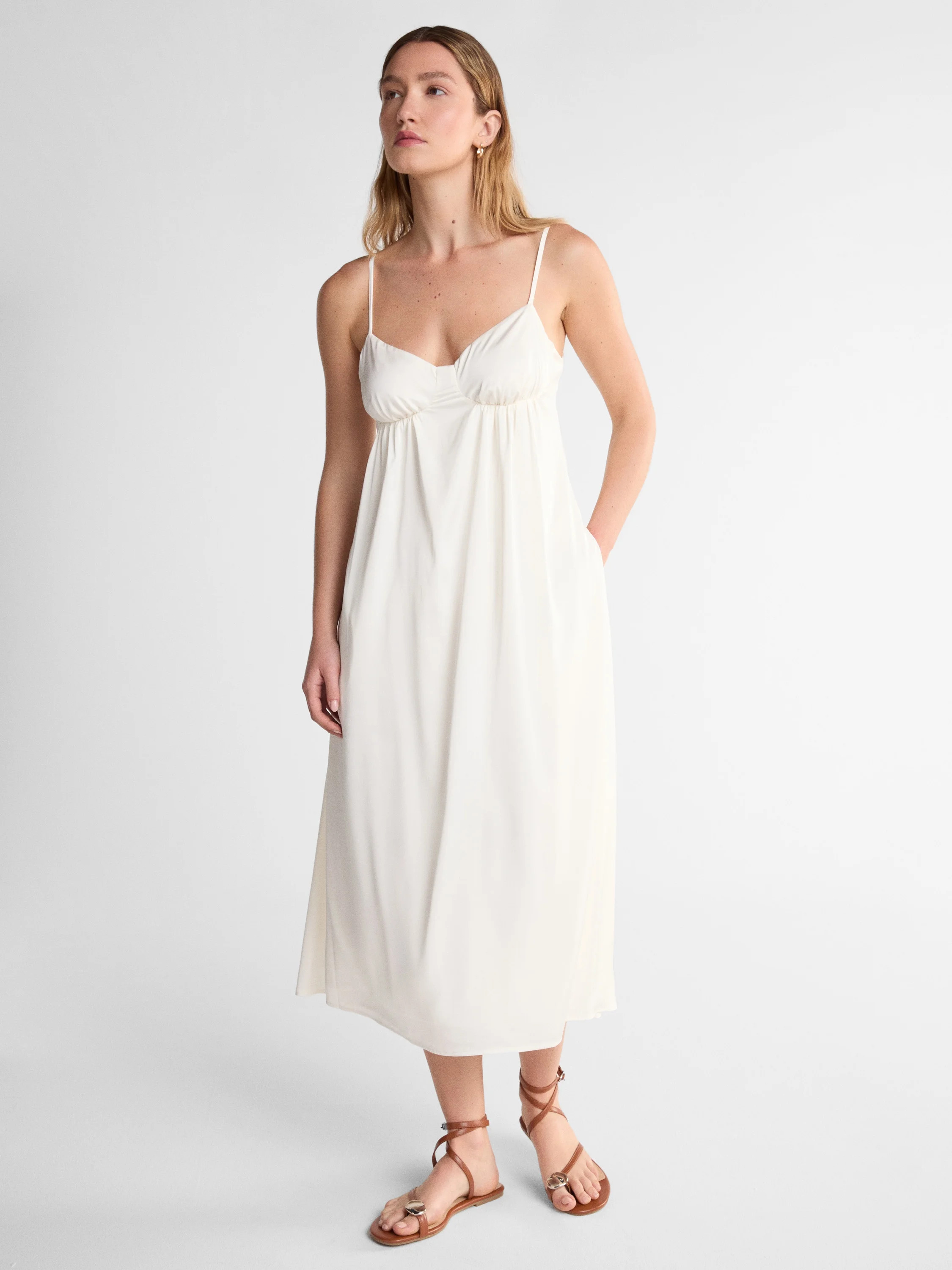 Scoop Women’s Satin Ruched Maxi Slip Dress, Sizes XS-XXL | Walmart (US)