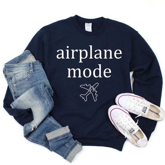 Airplane Mode with monogram sweatshirt, travel sweatshirt, vacation sweatshirt, travel mode, vaca... | Etsy (US)