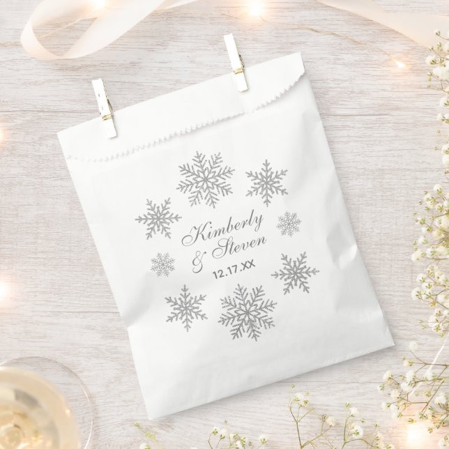 Winter Wedding Silver Snowflake  Favor Bag | Zazzle | Zazzle