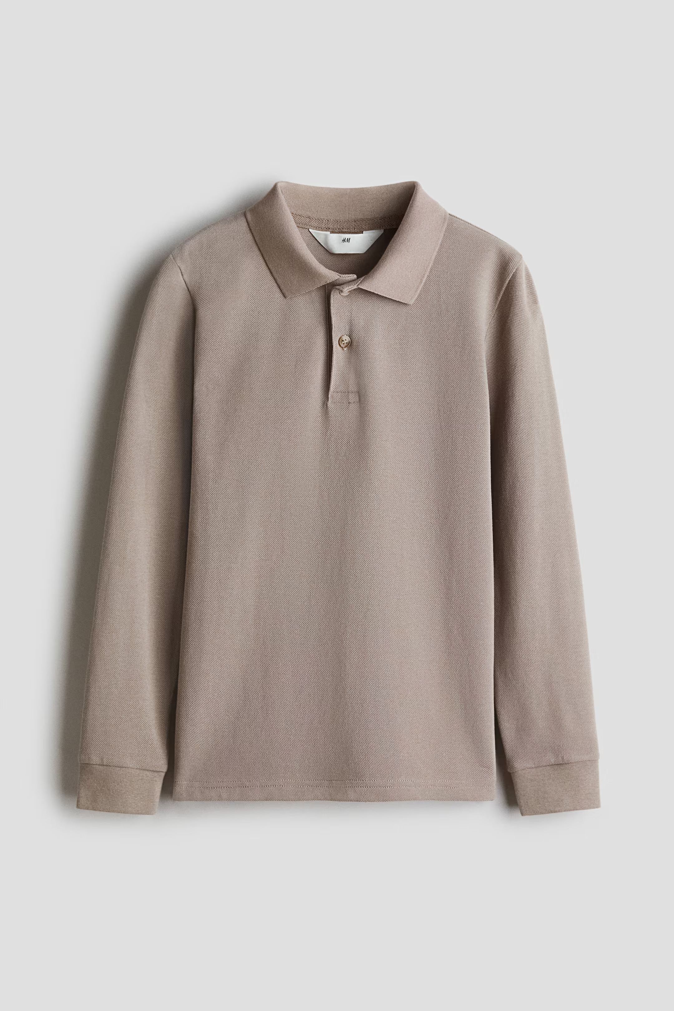 Beige Long-Sleeved Cotton Polo Shirt for kids | H&M CA | H&M (US + CA)