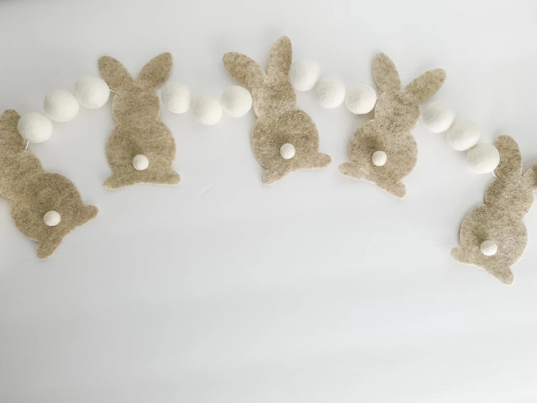 Felt Bunny and Felt Ball Garland - Easter Banner | Etsy (US)