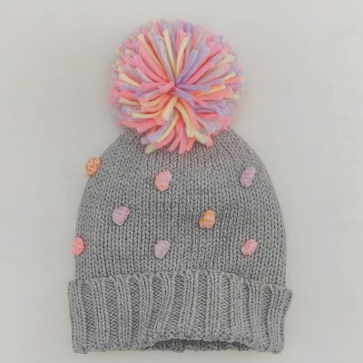 Girls' Pom Knitted Beanie - Cat & Jack™ Gray | Target