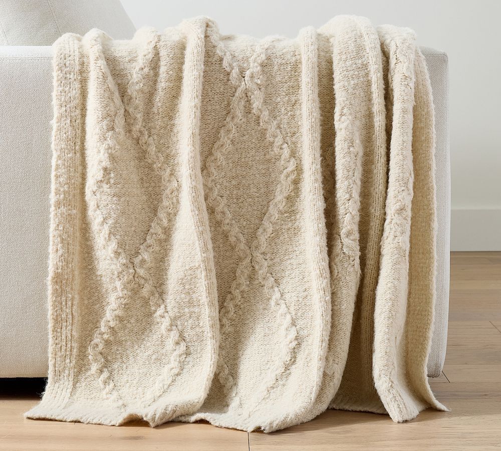 Diamond Cable Knit Throw | Pottery Barn (US)