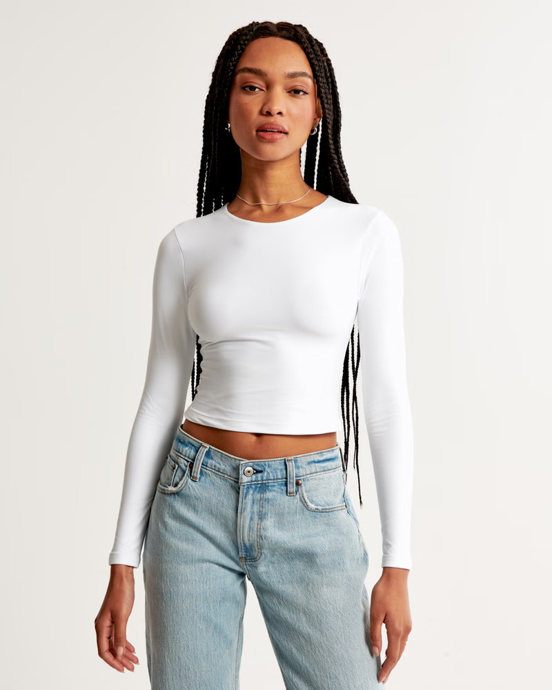Soft Matte Seamless Long-Sleeve Cropped Crew Top | Abercrombie & Fitch (US)