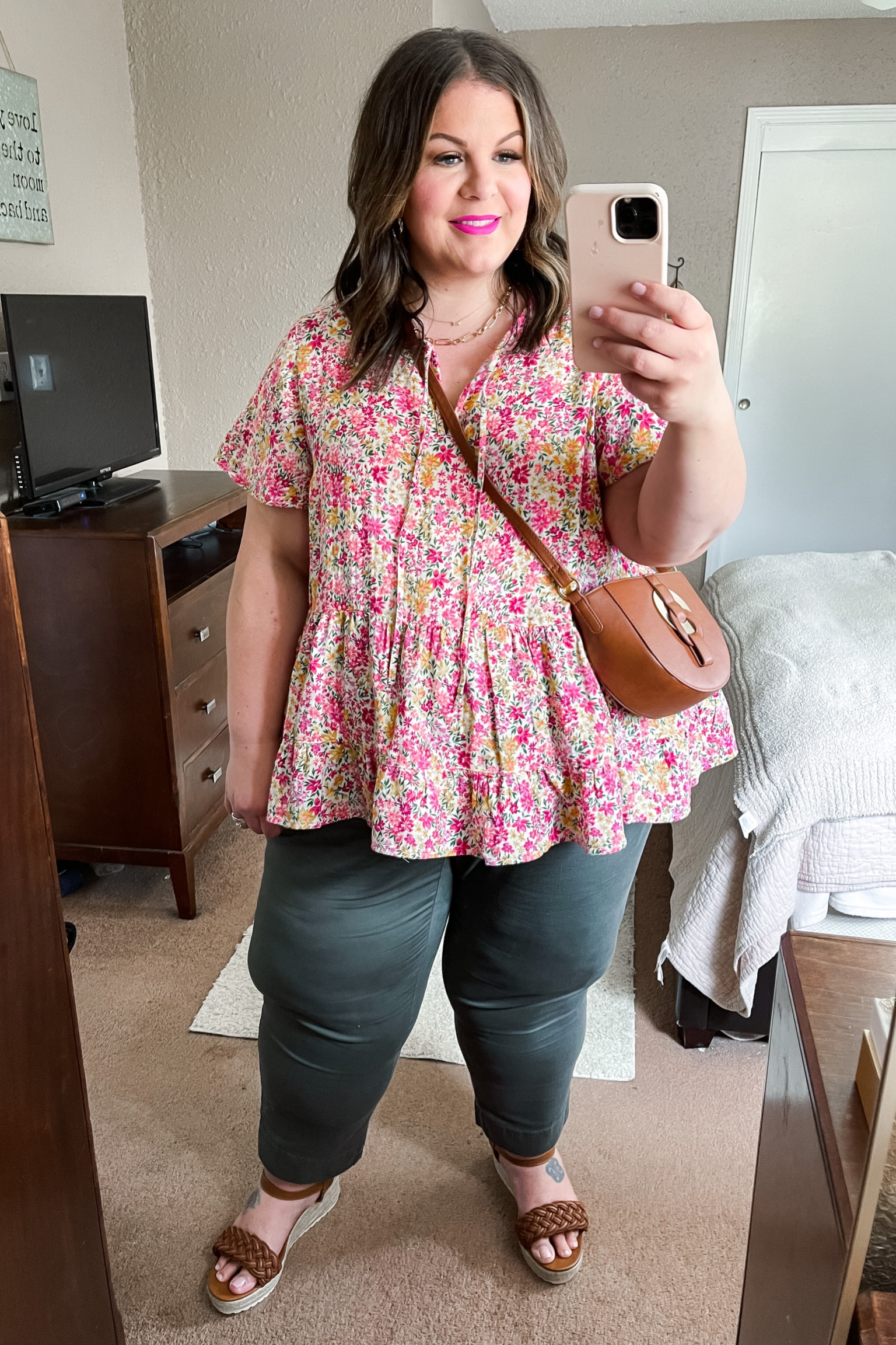 This plus size spring top from @walmartfashion is so cute for a casual spring outfit or teacher outfit! Also love these pants for plus size workwear. #walmartpartner #walmartfashion 
Top - 3X, true to size
Pants - 3X, true to size 
Wedges - 12 wide 

#LTKcurves #LTKFind #LTKunder50