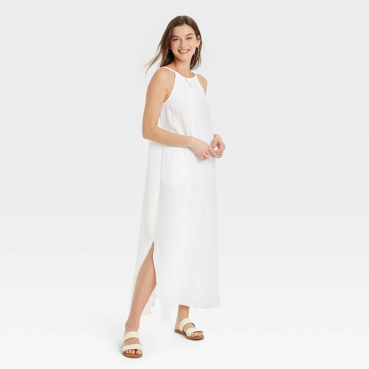 Women's Scoop Back Maxi Shift Dress - Universal Thread™ White S | Target