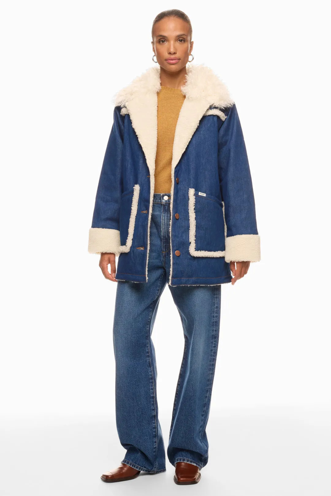 Wrange Denim Sherpa Coat | Rent the Runway