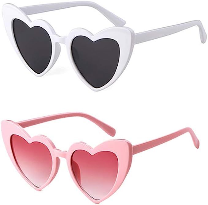 Vintage Heart Shape Sunglasses for Women Clout Goggles UV400 Sun Glasses | Amazon (US)