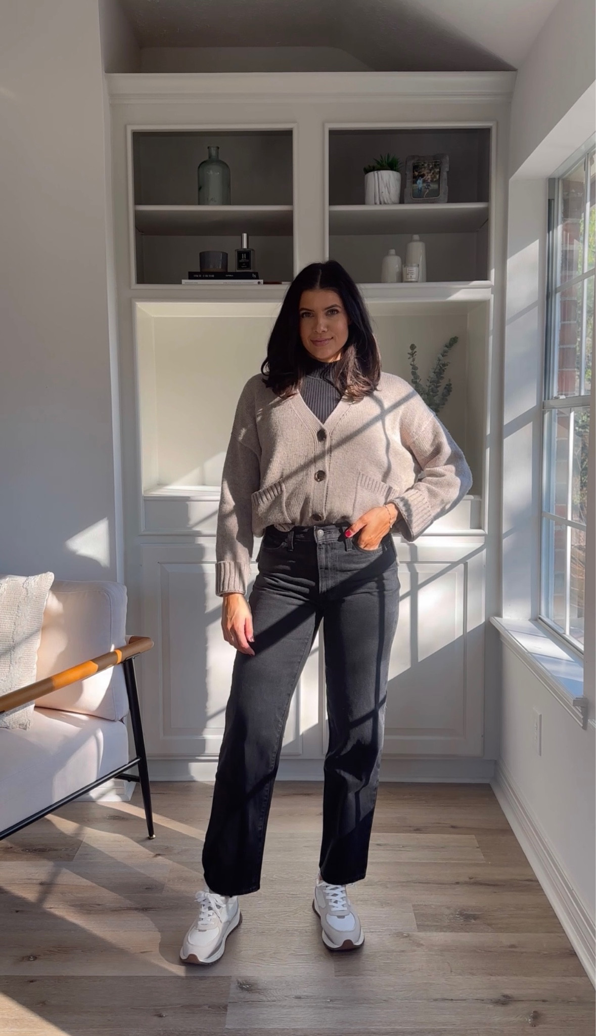 Capsule wardrobe outfit from amazon
Black sleeveless tank size medium
Cardigan is a size medium 
Sneakers are TTS- wearing an 8
Jeans are size 26- TTS

#LTKsalealert #LTKfindsunder50 #LTKstyletip