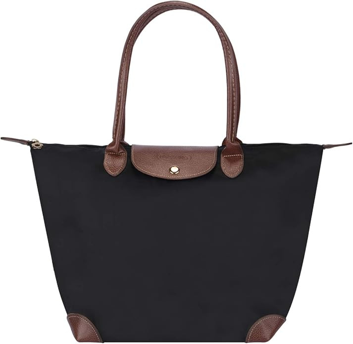 Waterproof Tote Shoulder Bag for Women Foldable Tote Bag Portable Handbag - Black | Amazon (US)