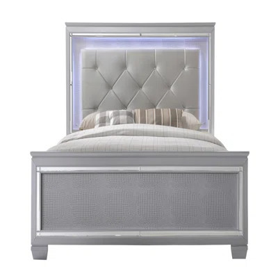 1Pc Modern LED Faux Leather Upholstery Panel Bed | Wayfair North America