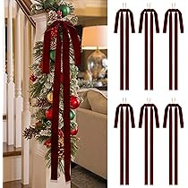 SIMISI RIBBON Burgundy Long Velvet Bows Ornaments for Christmas Tree, Wreath, Garland, Swag, Stai... | Amazon (US)