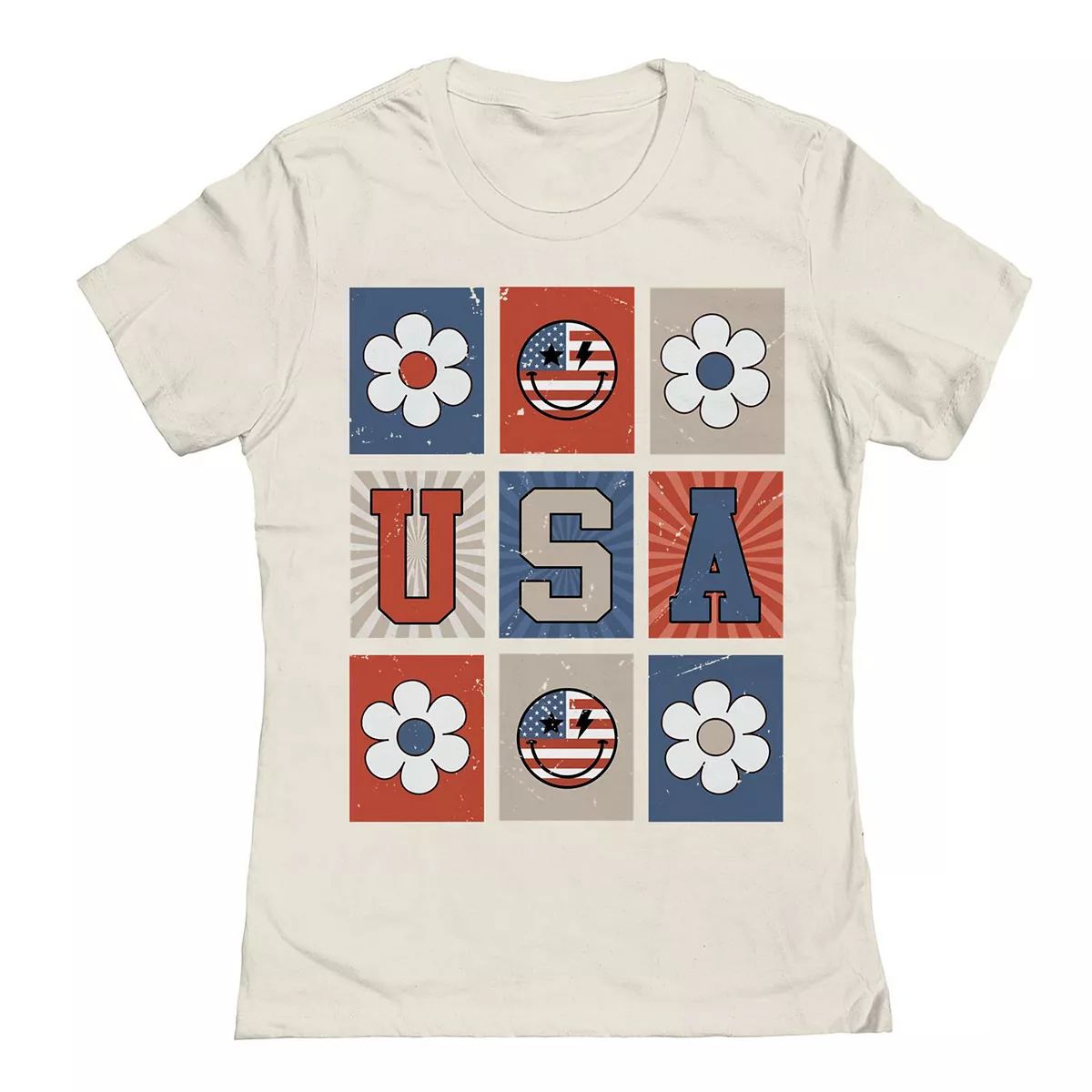 Junior's USA Retro Tiles Patriotic Graphic Tee | Kohl's