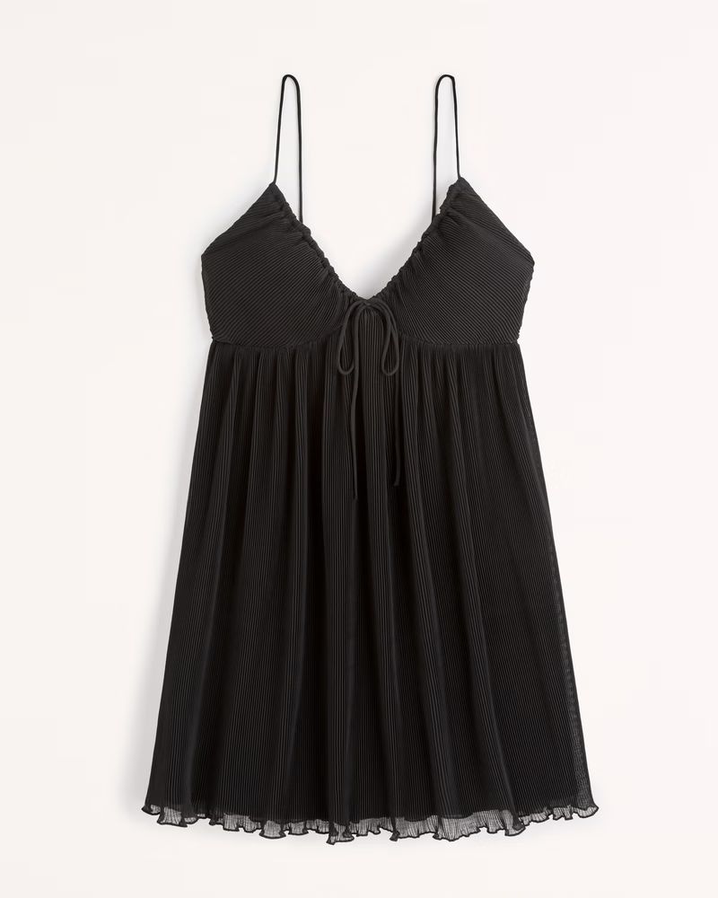 Plisse Ruched Babydoll Mini Dress | Abercrombie & Fitch (US)
