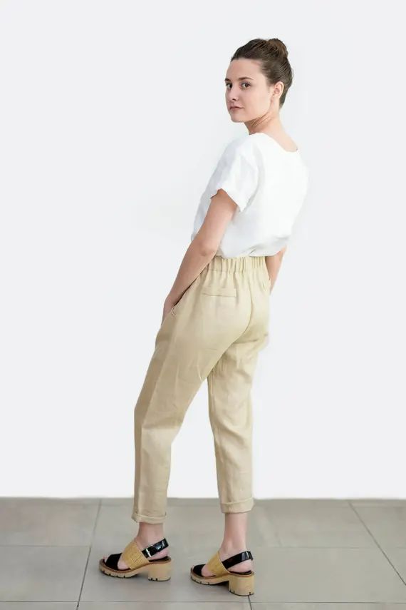 Loose linen pants, Natural linen trousers, linen clothing | Etsy (US)