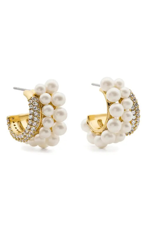 Kate Spade New York faux pearl stacked huggie hoop earrings