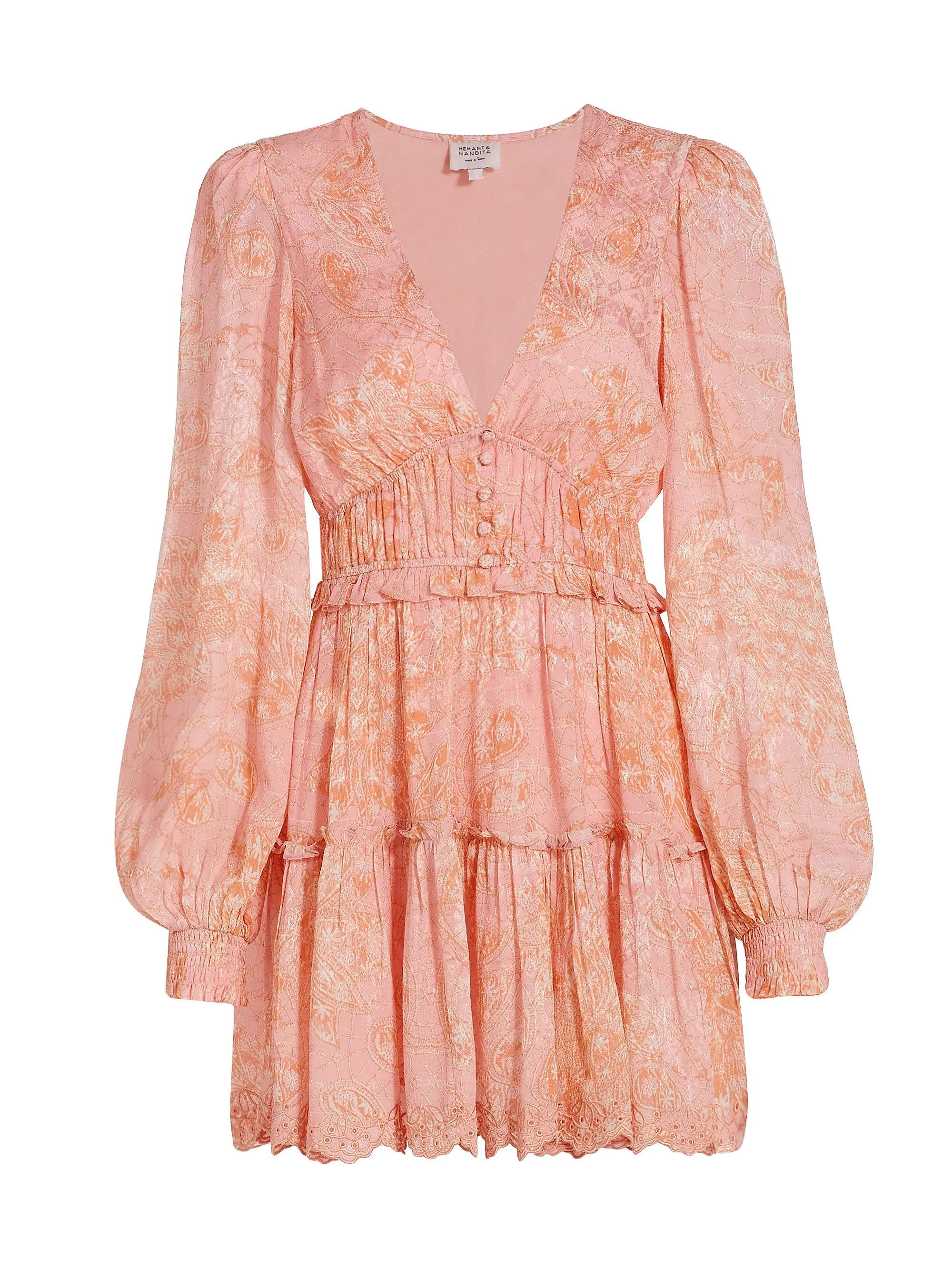 Shop Hemant & Nandita Pakhi Printed Fit-And-Flare Minidress | Saks Fifth Avenue | Saks Fifth Avenue