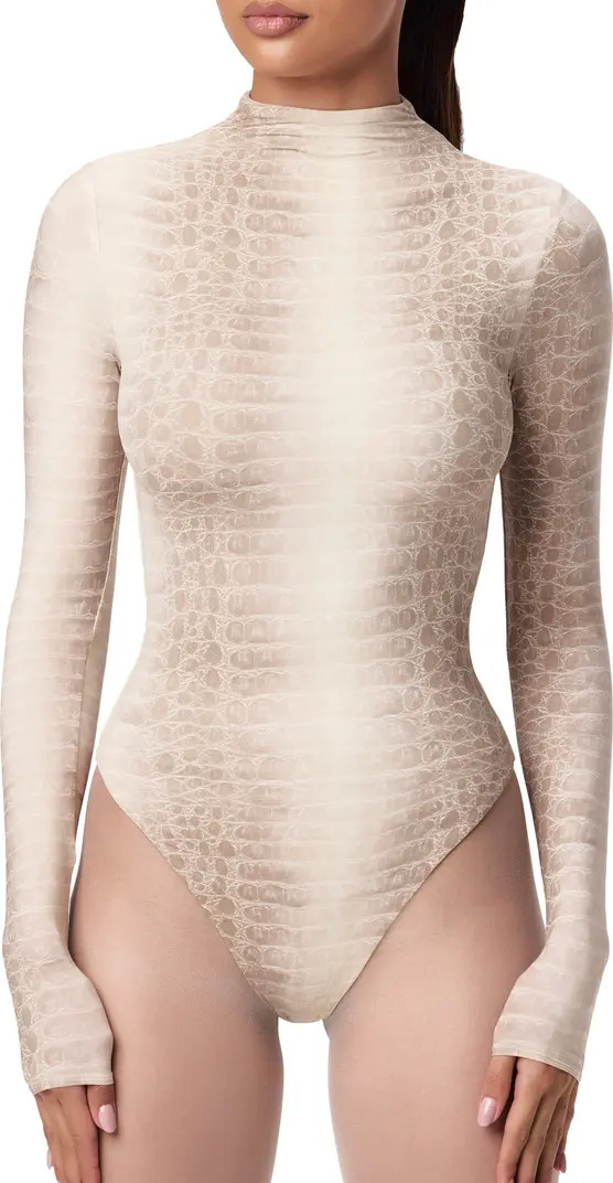 Naked Snakeskin Print Long Sleeve Bodysuit | Nordstrom