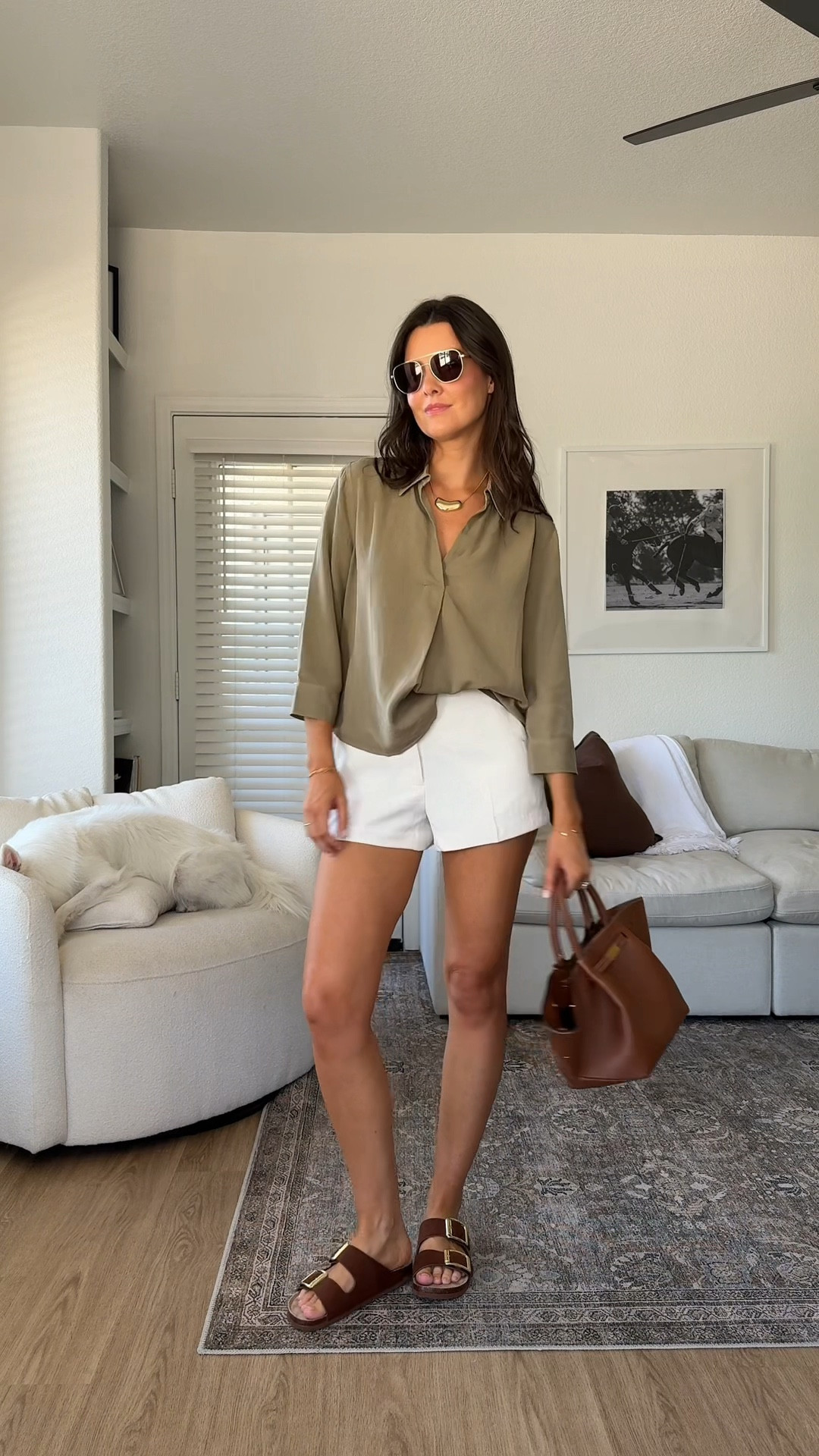 Outfit of the day! I’m 5’7” wearing a size 25/2 in the white trouser shorts and a size small in the top! 

#LTKStyleTip #LTKSeasonal #LTKFindsUnder100