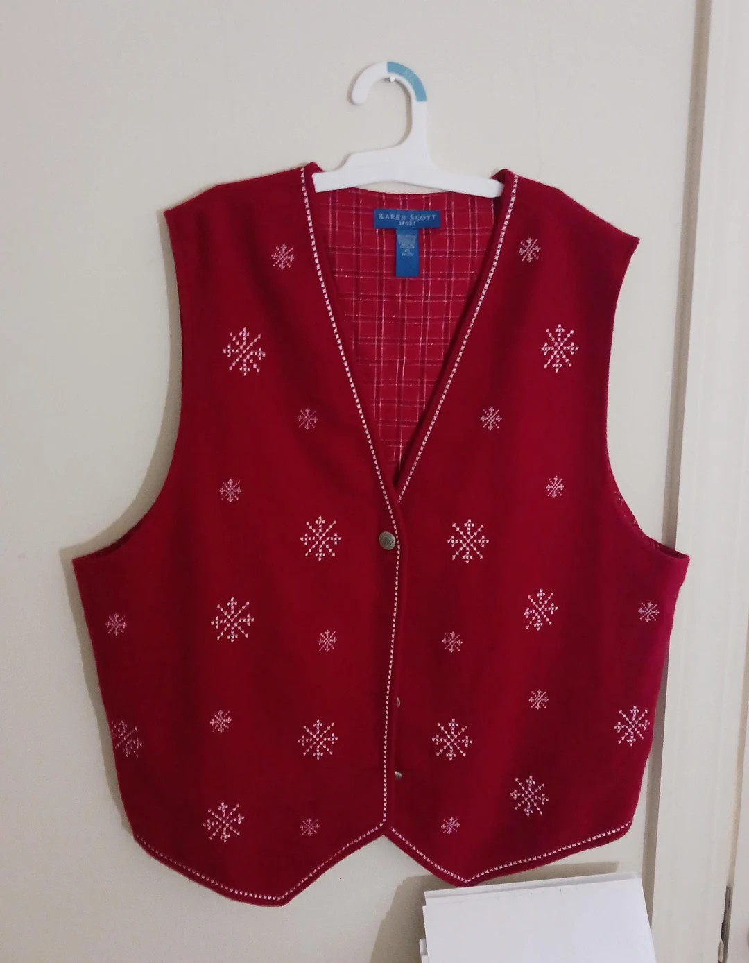 Karen Scott Sport Red SNOWFLAKE CHRISTMAS VEST, Christmas Clothing - Etsy | Etsy (US)