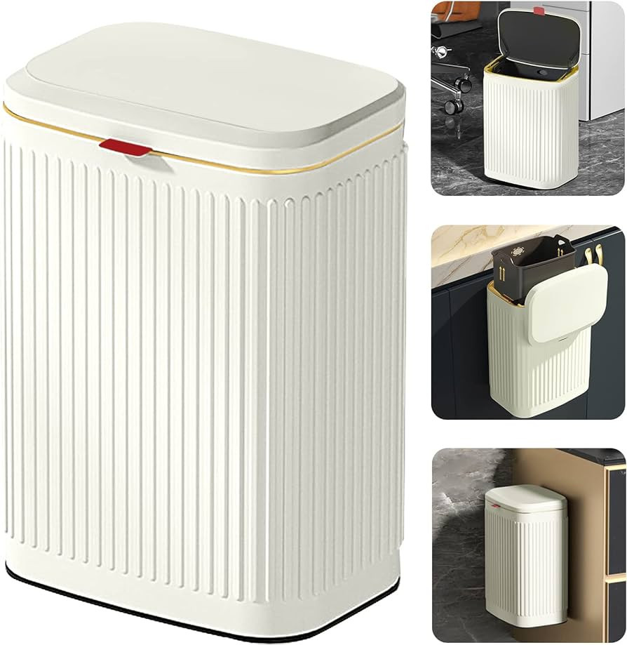 Kitchen Compost Bin Hanging Trash Can with Lid, 2.1 Gallon Stainless Steel Trash Can Compost Bin,... | Amazon (US)