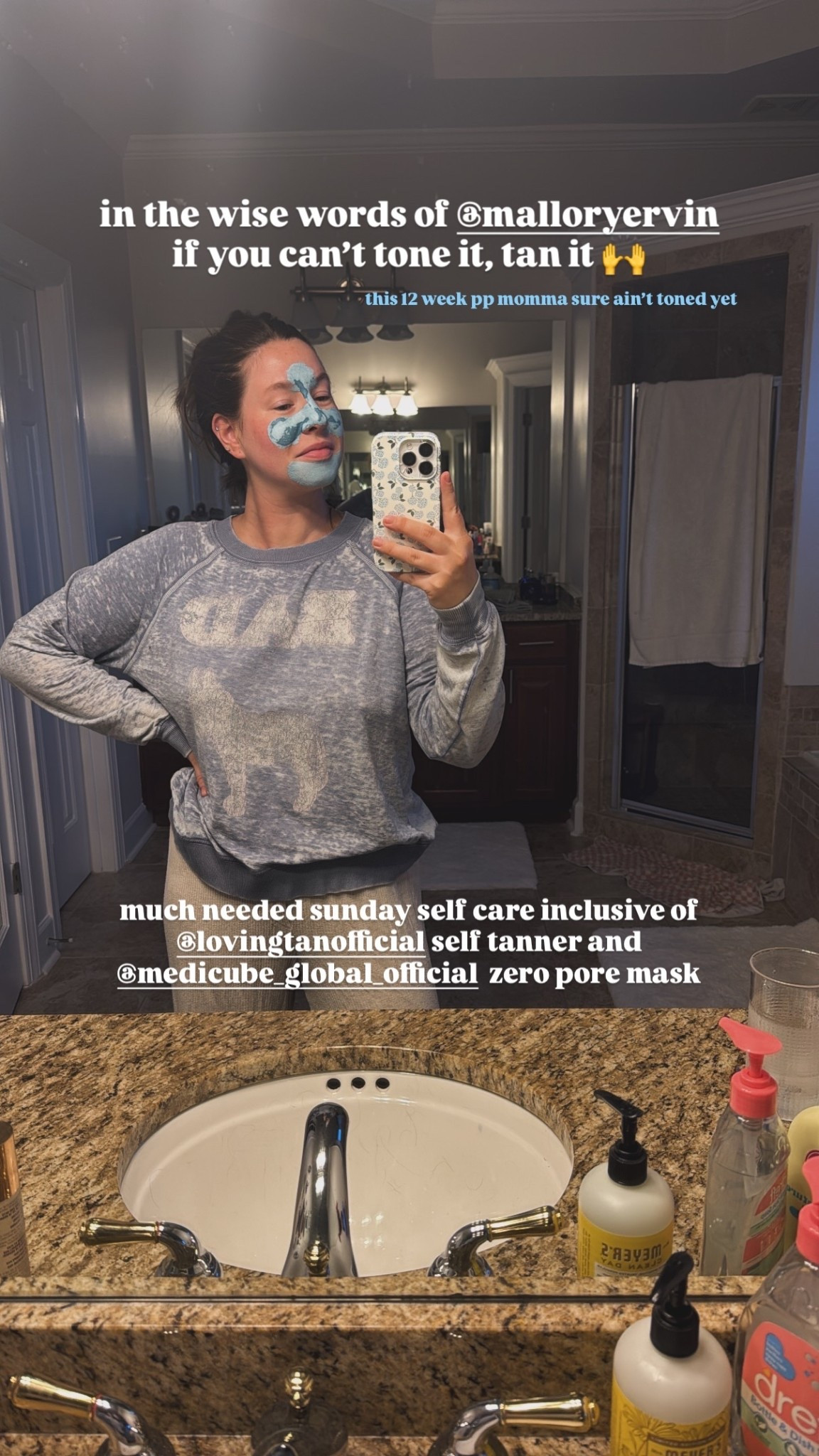 in the wise words of @malloryervin 
if you can’t tone it, tan it 🙌 much needed sunday self care inclusive of @lovingtanofficial self tanner and @medicube_global_official  zero pore mask this 12 week pp momma sure ain’t toned yet

#LTKselfcare #LTKmomlife #LTKBeauty