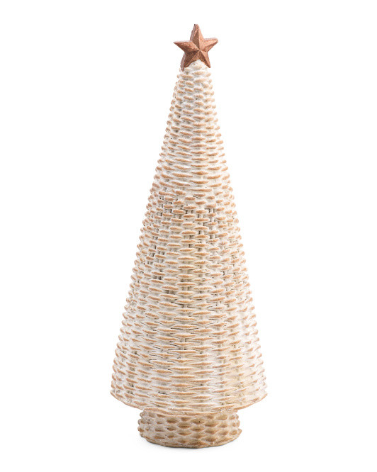 17in Resin Rattan Tree With Star Decor | TJ Maxx