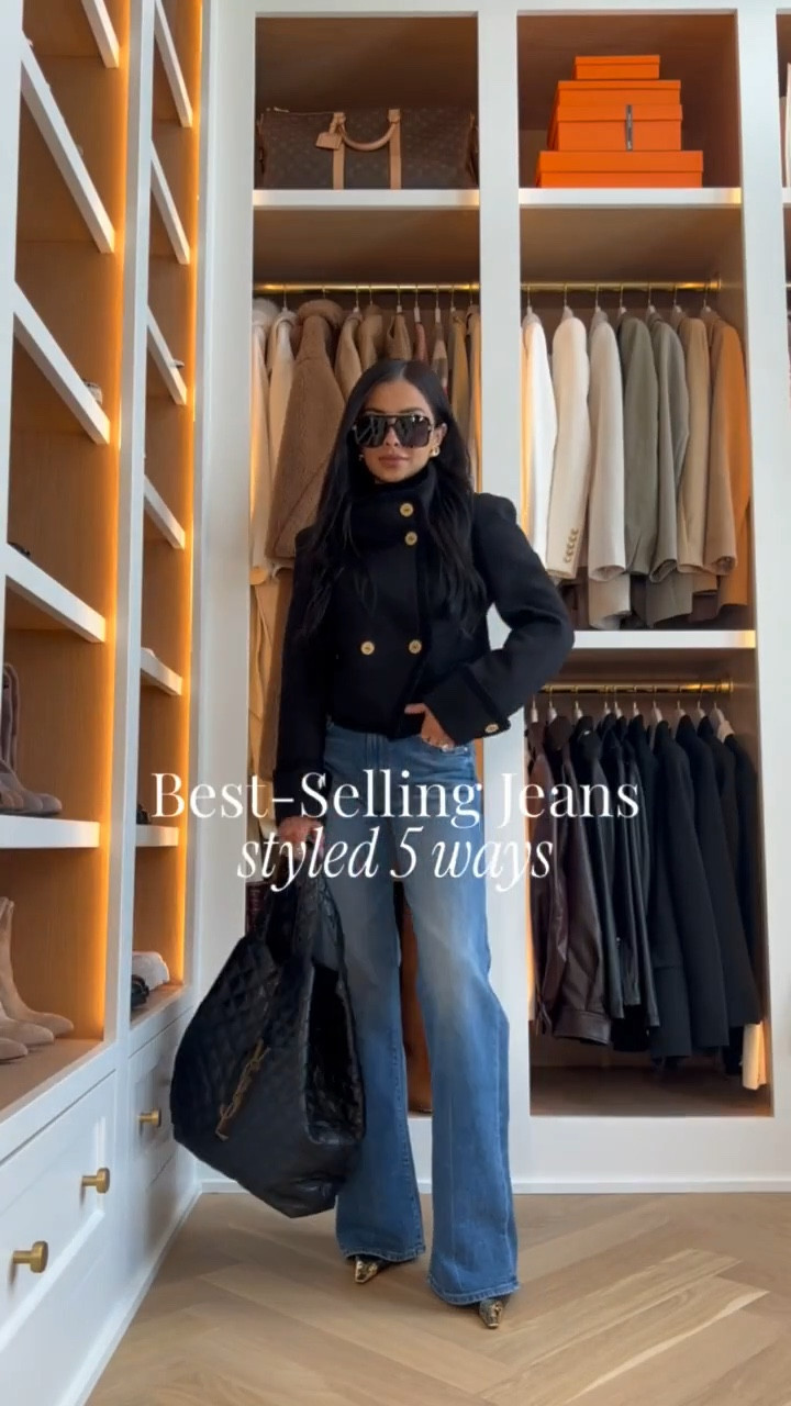 The best selling jeans styled 5 ways. These high waist wide leg jeans are the kind of denim you can truly build a wardrobe around. The fit is flattering through the waist and hips with a clean, elongating leg that works with heels, boots, or flats. They transition so well from casual daytime to polished evening. A timeless silhouette that feels modern, versatile, and endlessly chic.

Mother The Lasso Heel Jeans – Wearing a size 24, runs TTS

MiaMiaMine Mother Lasso Heel jeans high waist wide leg jeans Nordstrom denim best selling jeans designer denim outfit ideas elevated everyday style Zara sweater outfit Gucci bag style Prada heels chic fall outfit capsule wardrobe staple versatile denim look

#LTKPetite #LTKspring #LTKspringtrends