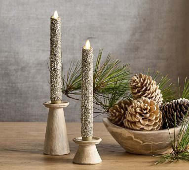 Premium Flickering Flameless Wax Taper Candle | Pottery Barn (US)