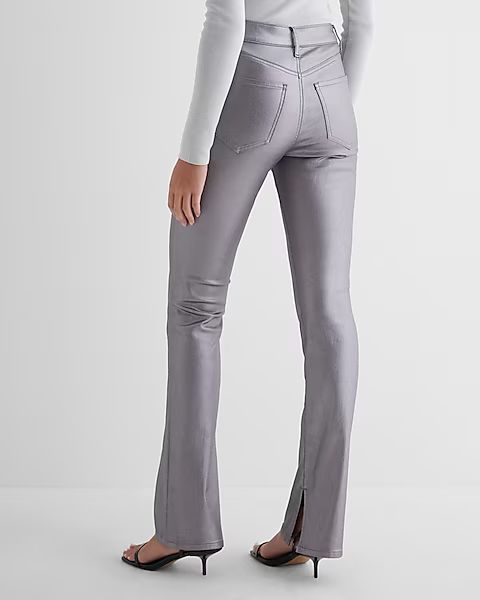 Mid Rise Gray Metallic Coated Skyscraper Jeans | Express