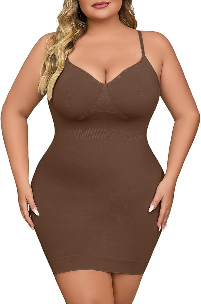 Shapewear Slip Dress for Women Under Dress Seamless Tummy Control Slip Dress Plus Size Smoothing ... | Amazon (US)