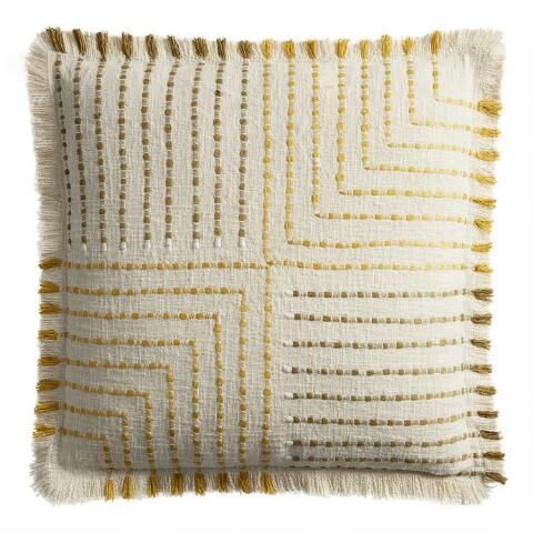 Ivory Quadrant Stripe Throw Pillow | World Market