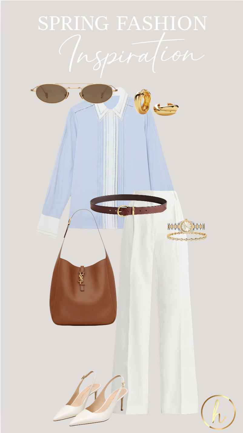 Clean lines, soft tones, and a little shine ✨
This look is all about balance—structured trousers with a feminine blouse, warm leather with cool pastels, and just enough gold to pull it all together. Polished, but still easy 🤍
Perfect for those spring days when you want to feel elevated!
#LTKootd #LTKSpring #LTKFashion #LTKgrwm 

 