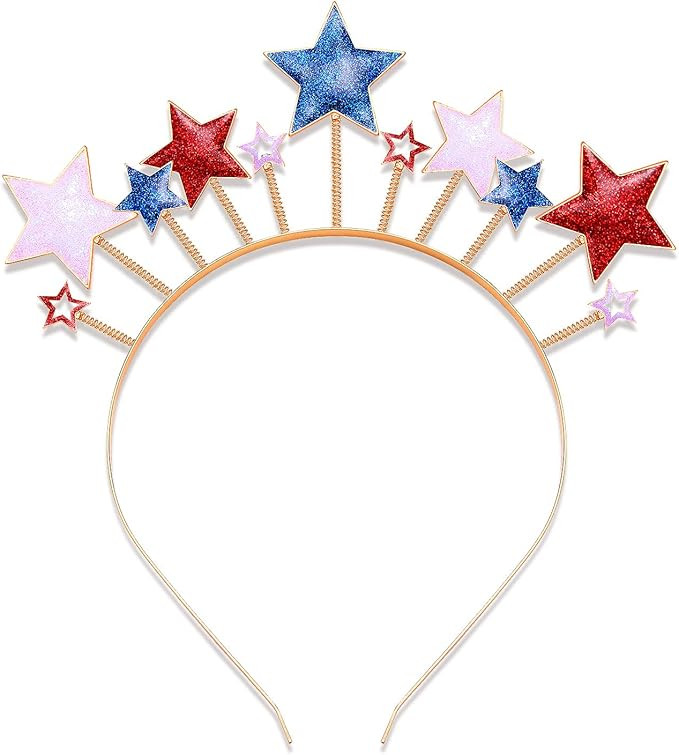 American Flag Headband 4th of July Star Hairband for Women Independence Day Patriotic Hair Access... | Amazon (US)
