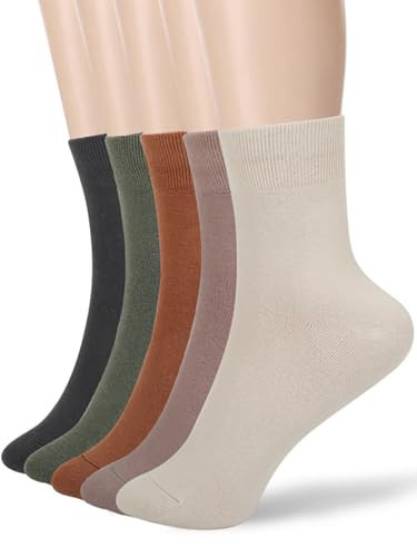 FGZ Womens Thin Cotton Socks, Casual Soft Cotton Socks Women Above Ankle Crew Socks 5 Pairs (5-9, Multicolored) | Amazon (US)