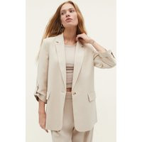 Stradivarius Flowing Straight Fit Blazer Beige S | Stradivarius (UK)