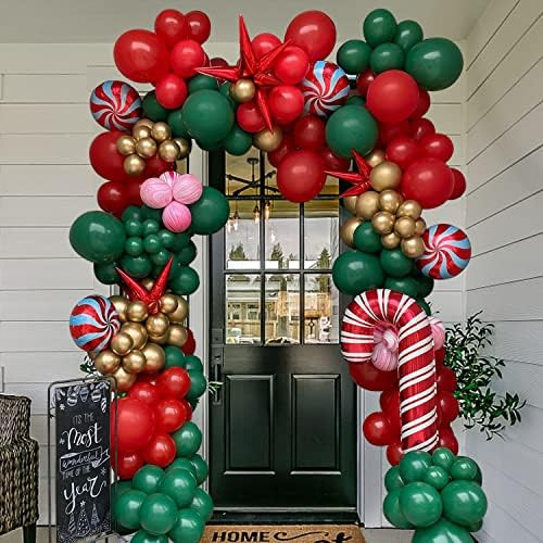 Beliueyes Christmas Balloon Garland Arch Kit 153pcs Doubled Stuffed Red Green Gold Balloons Party... | Amazon (US)