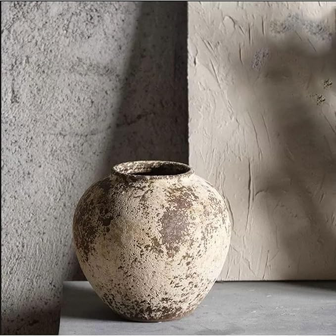 Aimeryup Hall Vase Rough Ceramic Pottery Jar Big Belly Large Ornament Decor Flower Arrangement Ha... | Amazon (US)