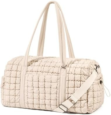 Quilted Travel Duffle Bag for Women Weekender Bag Large Puffer Overnight Bags Soft Puffy Duffel B... | Amazon (US)