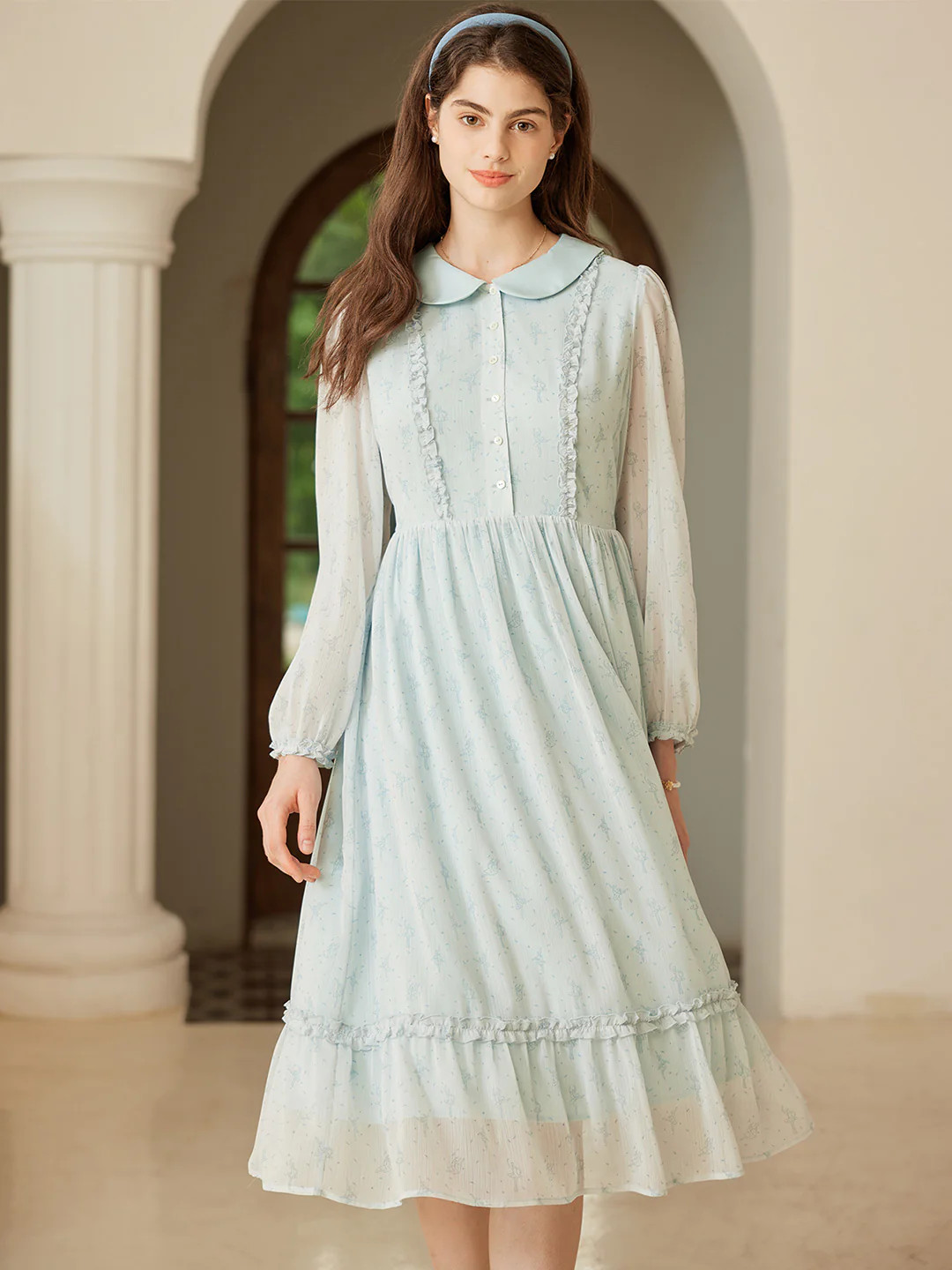 【Final Sale】Paola Original Ballerina Print Peter Pan Collar Dress | SimpleRetro