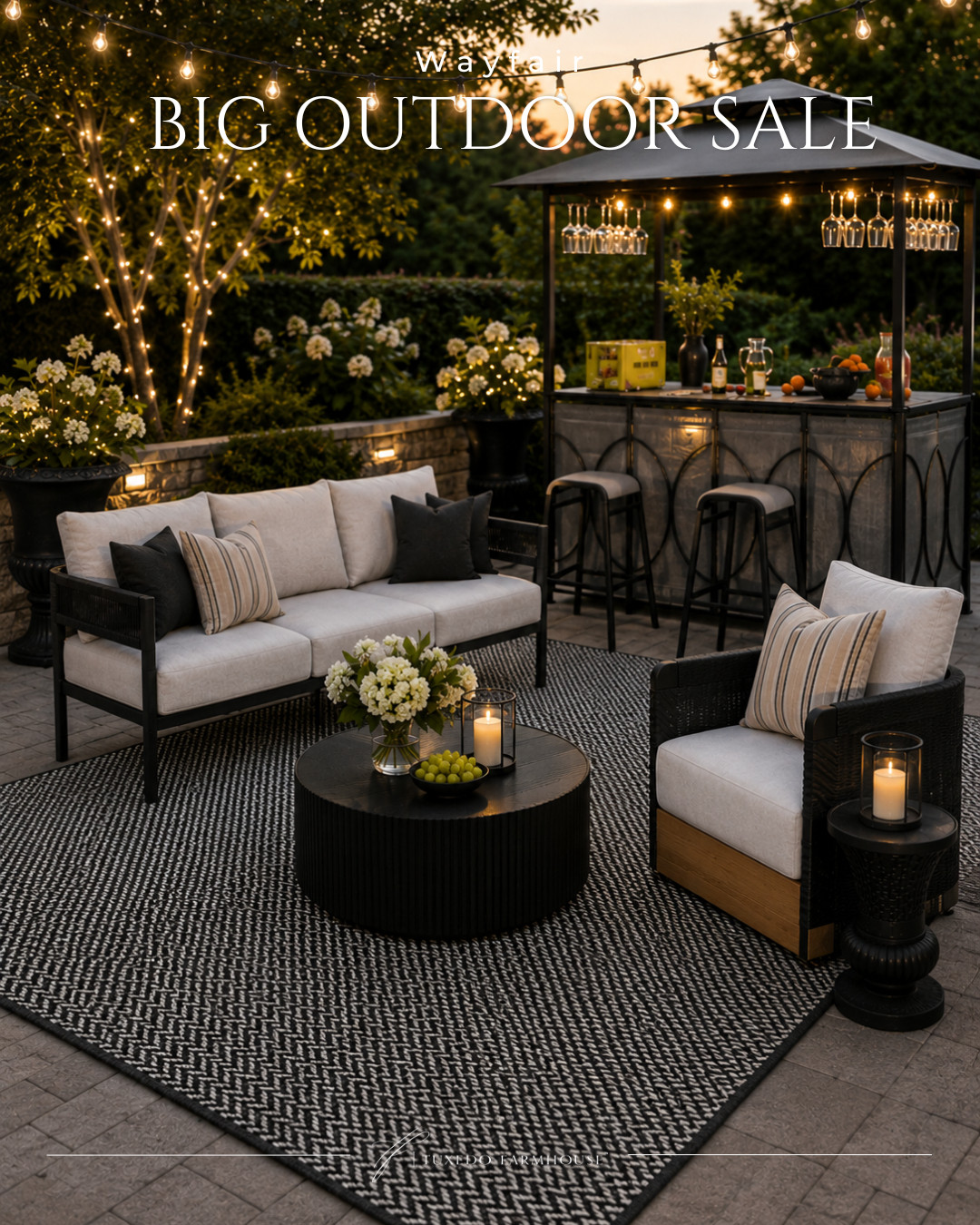 Create your own backyard retreat with a few well-chosen outdoor pieces. ✨ This patio setup combines comfortable seating, a versatile bar gazebo, classic planters, and a durable outdoor rug to create the perfect space for summer entertaining. Evenings outside feel a little more special when everything comes together so effortlessly.

#LTKHome #LTKSeasonal #LTKSaleAlert #WayfairFinds #OutdoorLiving #PatioDecor #BackyardStyle #SummerEntertaining 

 #LTKSeasonal #LTKHome #LTKSaleAlert