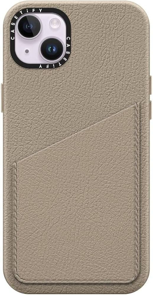 CASETiFY iPhone 14 Plus Leather Card Case [Int. Standard ID-1 Pocket Size] - Greige | Amazon (US)
