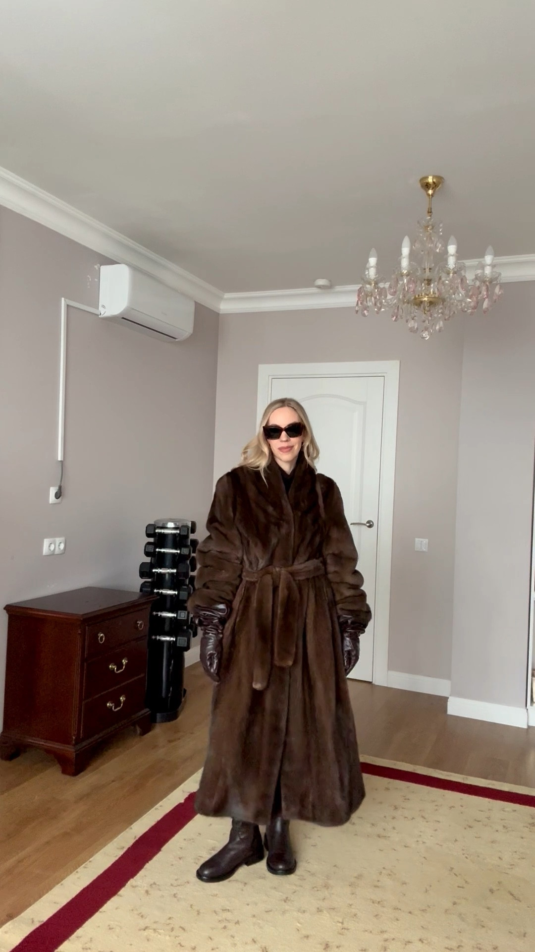 Mink fur coat, brown fur coat outfit, long brown leather gloves, Zara leggings, dark brown lug sole riding boots, cozy winter style 

#LTKootd #LTKOver40 #LTKgrwm