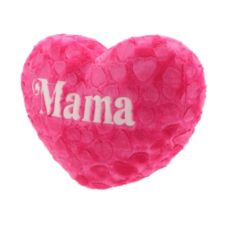 Way to Celebrate Mother’s Day 19 x 15 inch Plush Pink Heart Shaped Pillow, Mama | Walmart (US)