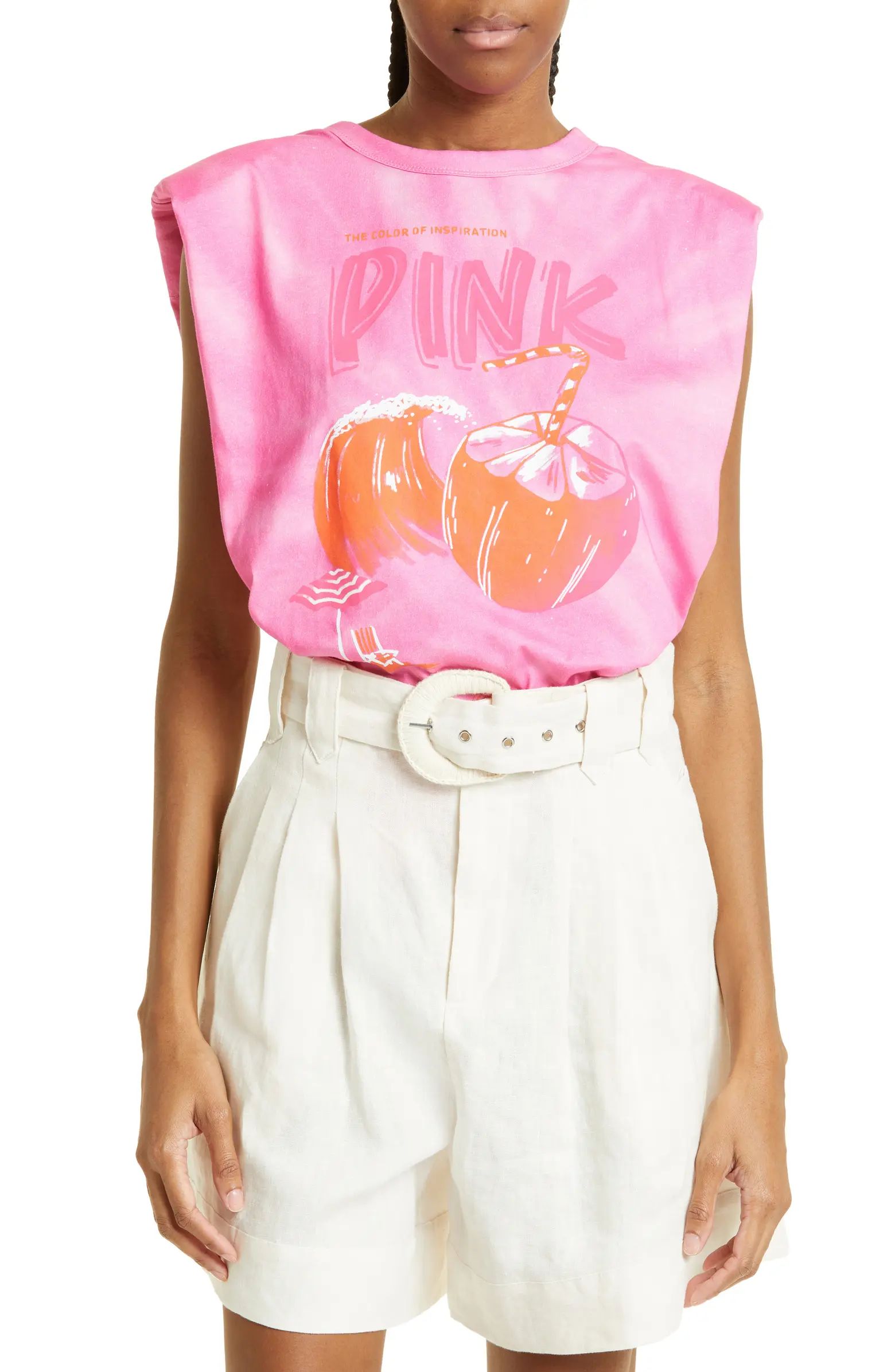 Pink Coconut Padded Organic Cotton Graphic Muscle T-Shirt | Nordstrom