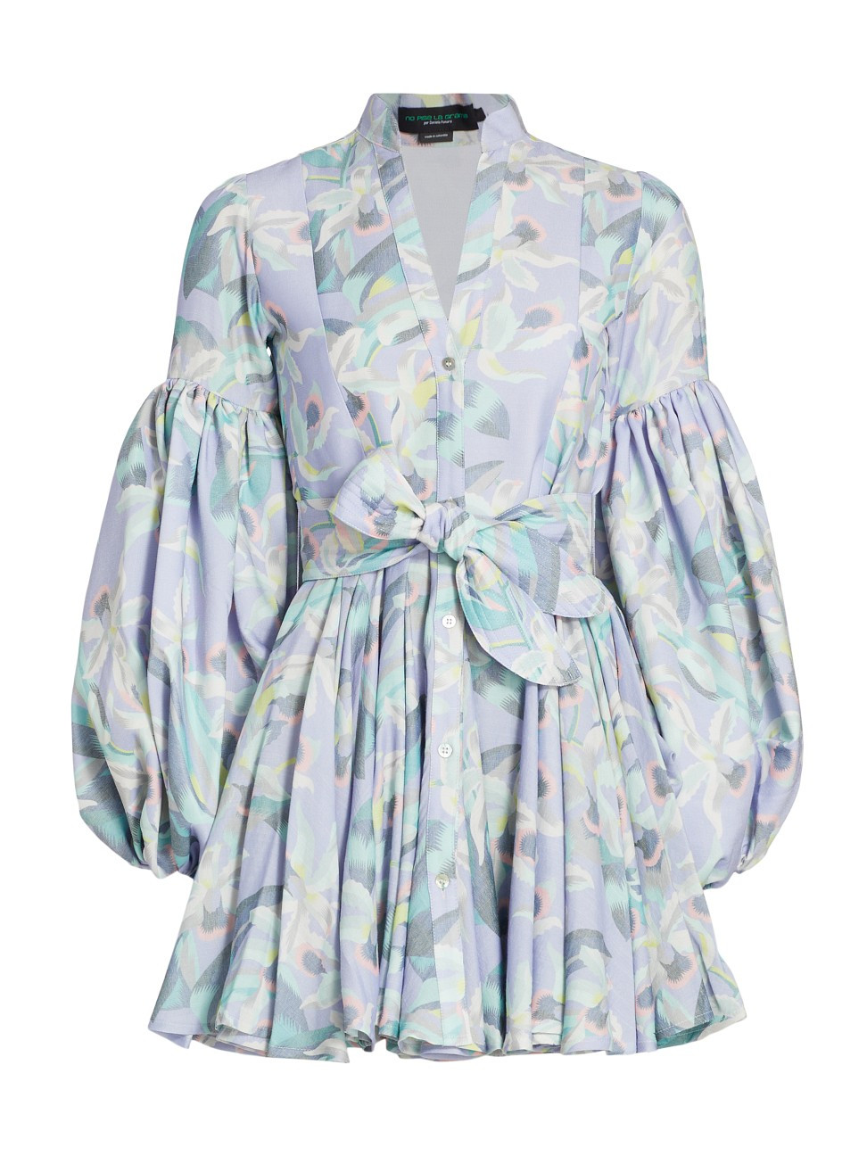 Belted Floral Puff Sleeve Minidress | Saks Fifth Avenue
