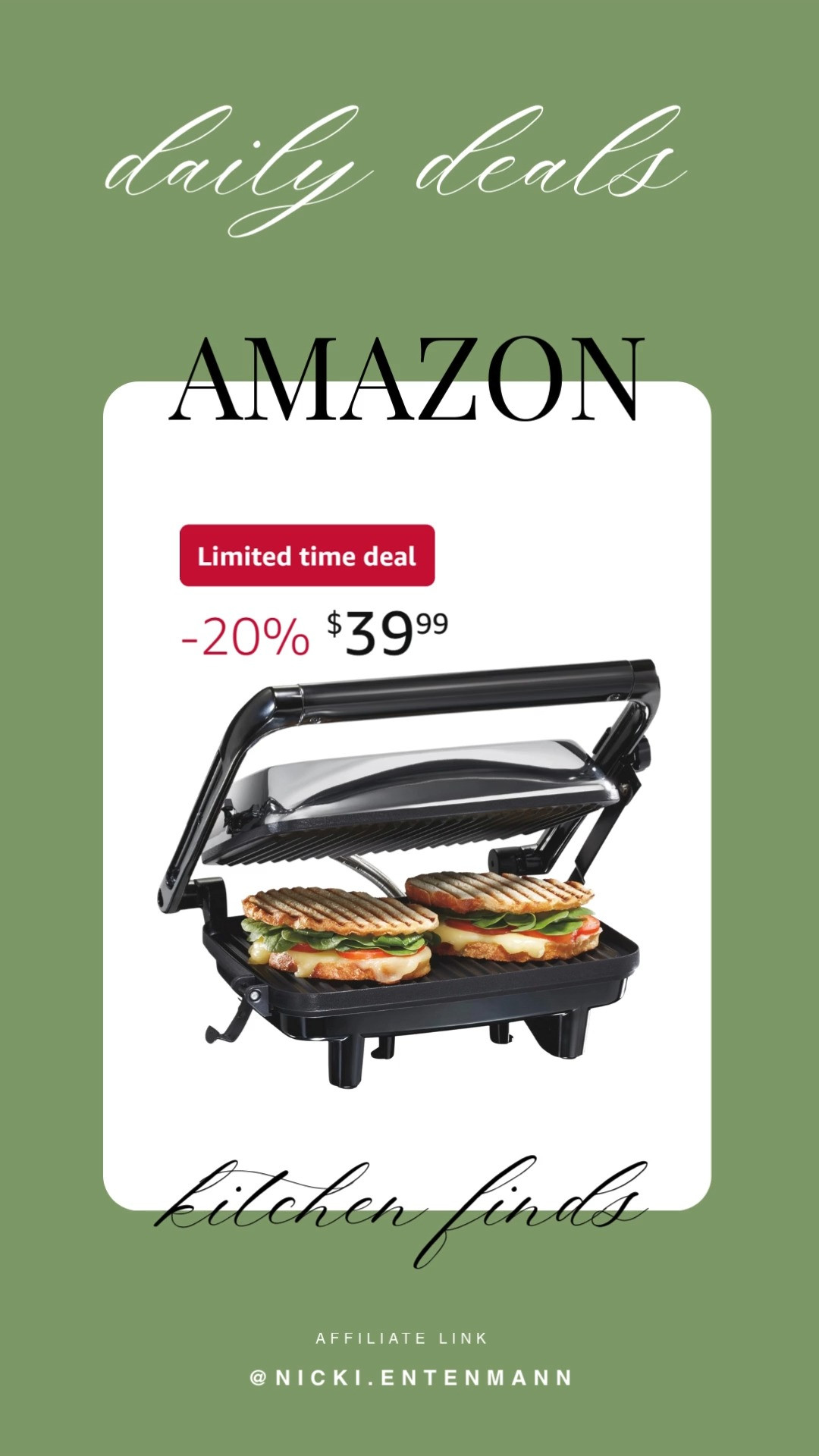 This Hamilton Beach panini press sandwich maker and electric indoor grill with locking lid brings cheerful flavor and effortless ease to everyday meals with tasty flair. #PaniniPress #SandwichMaker #IndoorGrill #HamiltonBeach #KitchenEssentials #CookingGear #MealPrep #HomeCooking #DailyMeals #FoodieFavorites 🥪🔥✨
 

 #LTKfoodie #LTKHome #LTKSaleAlert