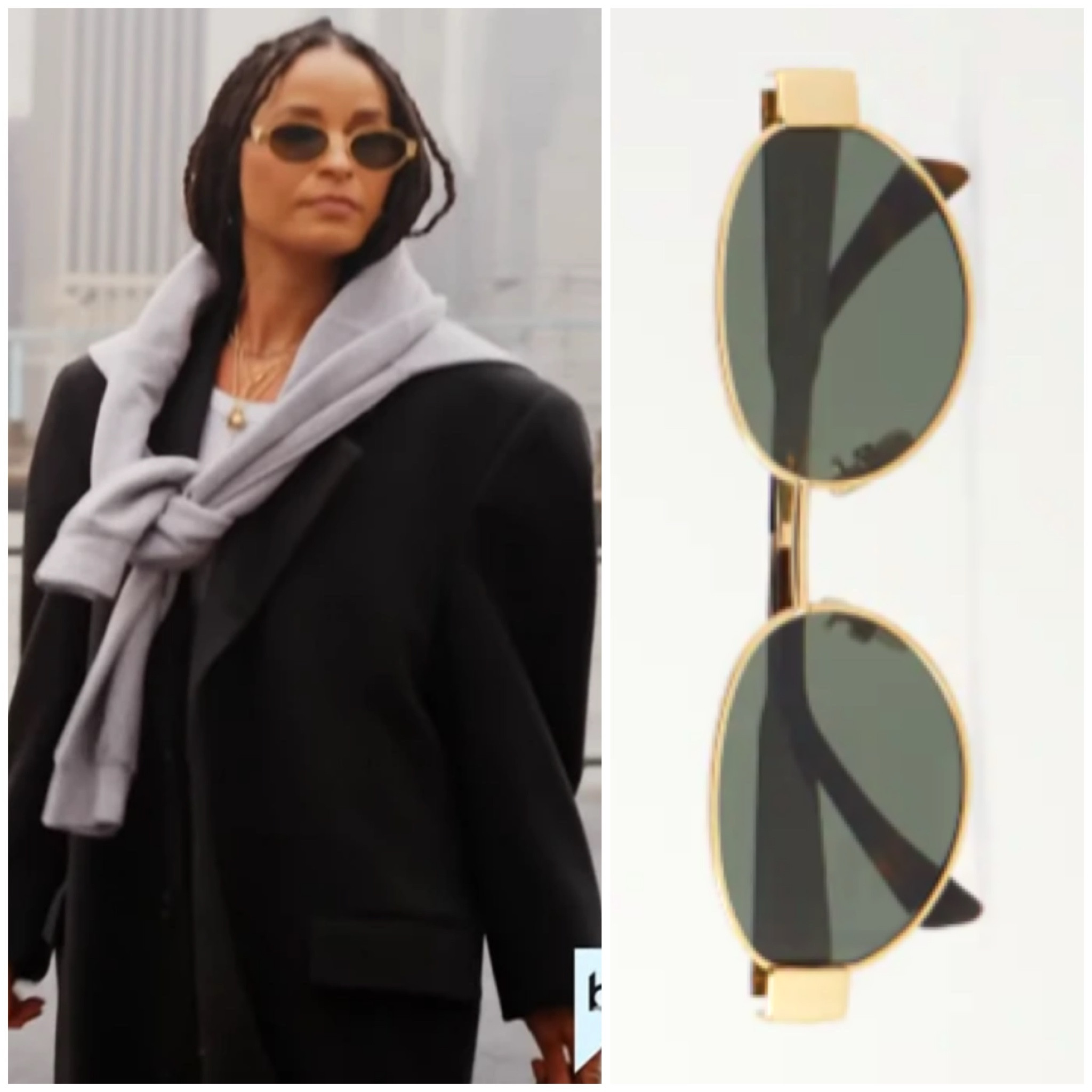 Sai de Silva’s Gold Oval Sunglasses