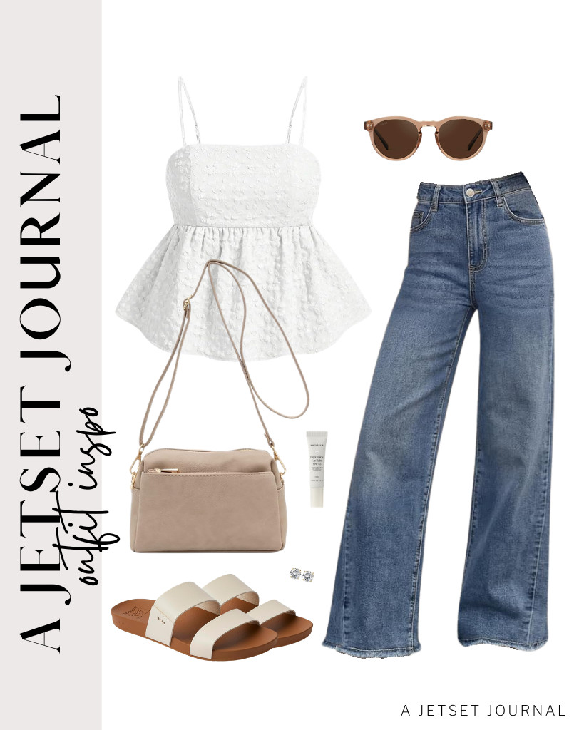 A SOLY HUX babydoll peplum top and Trendy Queen wide-leg jeans are fit for travel days. I styled these with a small crossbody bag and comfy REEF double-strap sandals. These WearMe Pro sunnies and stud earrings are perfect for this fit, too.

#LTKSeasonal #LTKSaleAlert #LTKTravel 

 