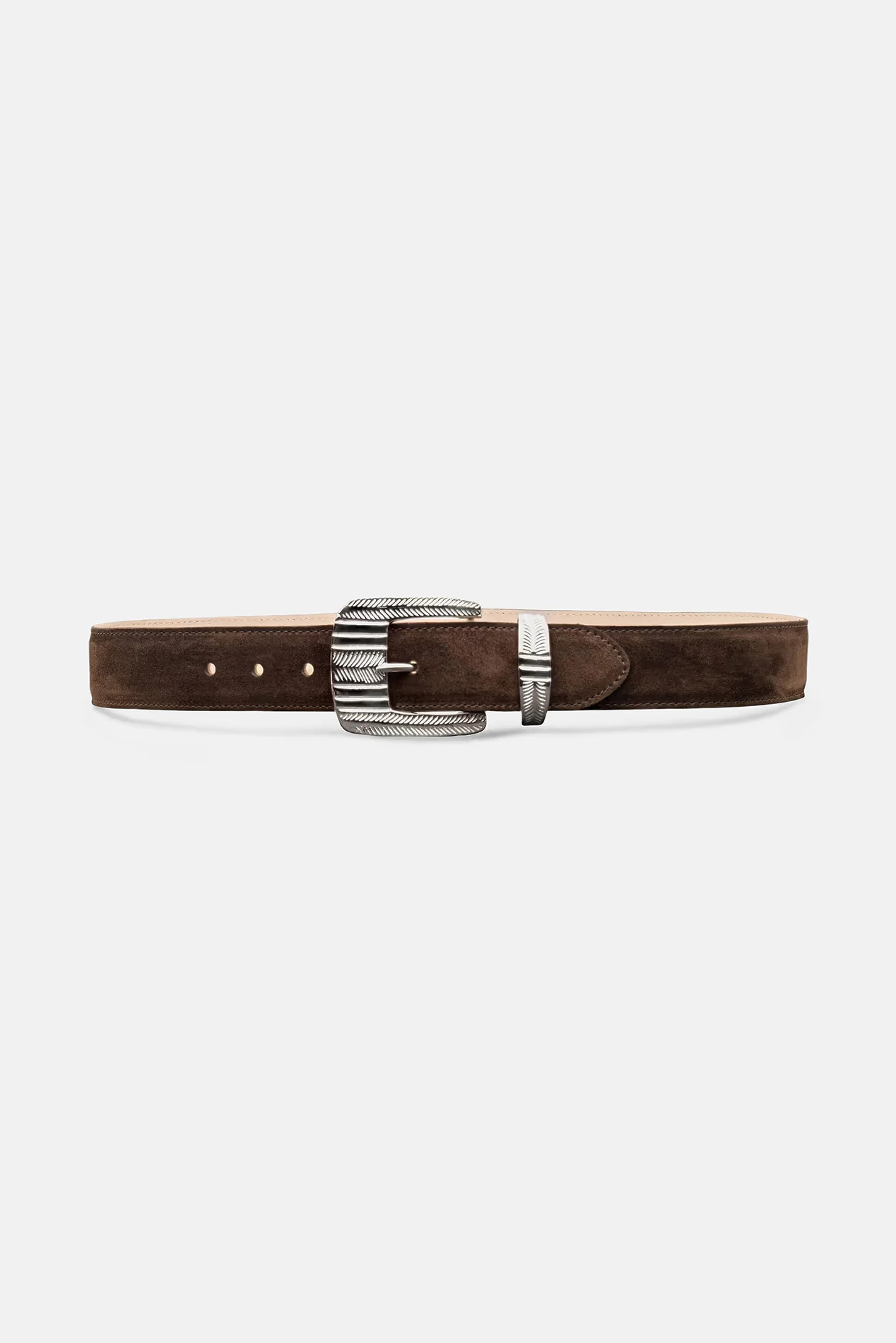 Aya Suede Belt Chocolate Brown | Blue & Cream
